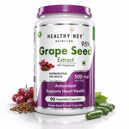 HealthyHey Nutrition Capsule Grape Seed Extract, Antioxidant support Heart Health - 90 veg capsules