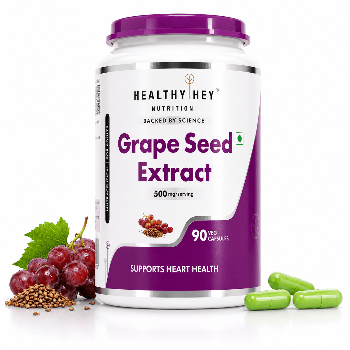 HealthyHey Nutrition Capsule Grape Seed Extract, Antioxidant support Heart Health - 90 veg capsules