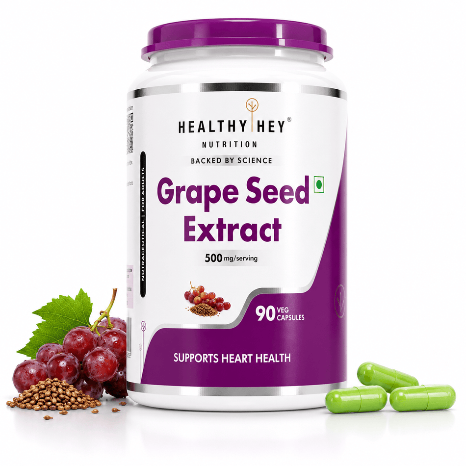 HealthyHey Nutrition Capsule Grape Seed Extract, Antioxidant support Heart Health - 90 veg capsules