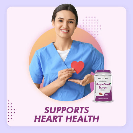 HealthyHey Nutrition Capsule Grape Seed Extract, Antioxidant support Heart Health - 90 veg capsules