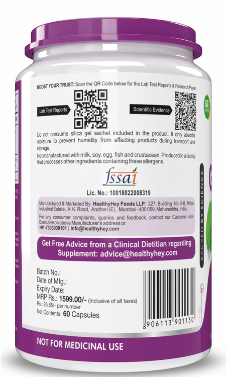 HealthyHey Nutrition Capsule Gymnema Sylvestre for Blood Sugar, Support and Metabolism,60 Veg Capsules, 2 Month Supply