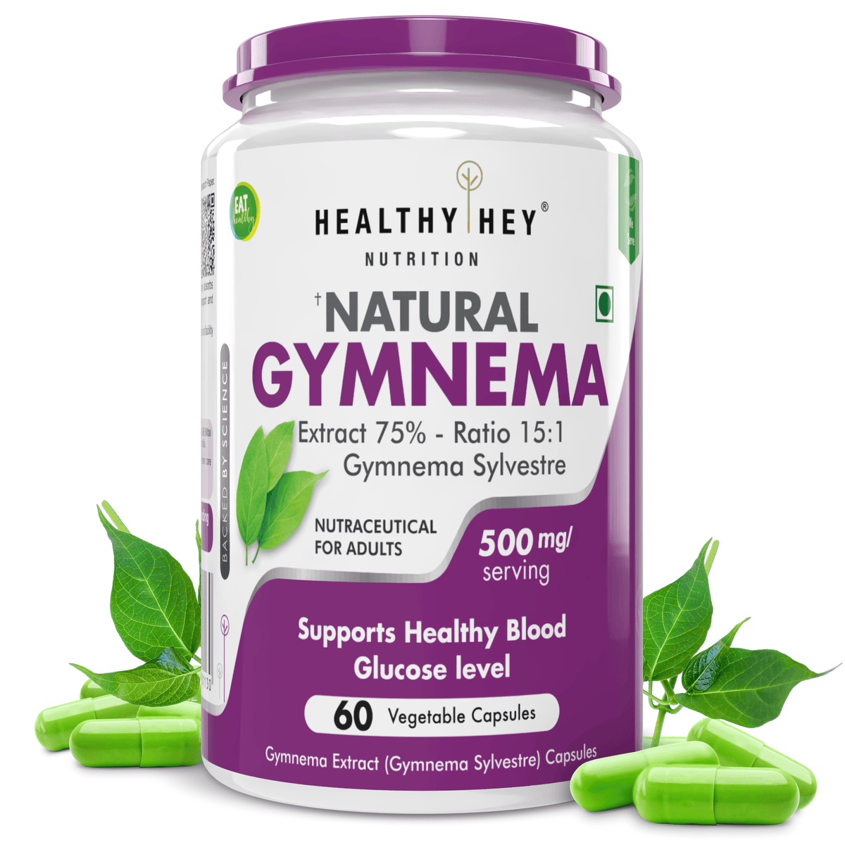 HealthyHey Nutrition Capsule Gymnema Sylvestre for Blood Sugar, Support and Metabolism,60 Veg Capsules, 2 Month Supply