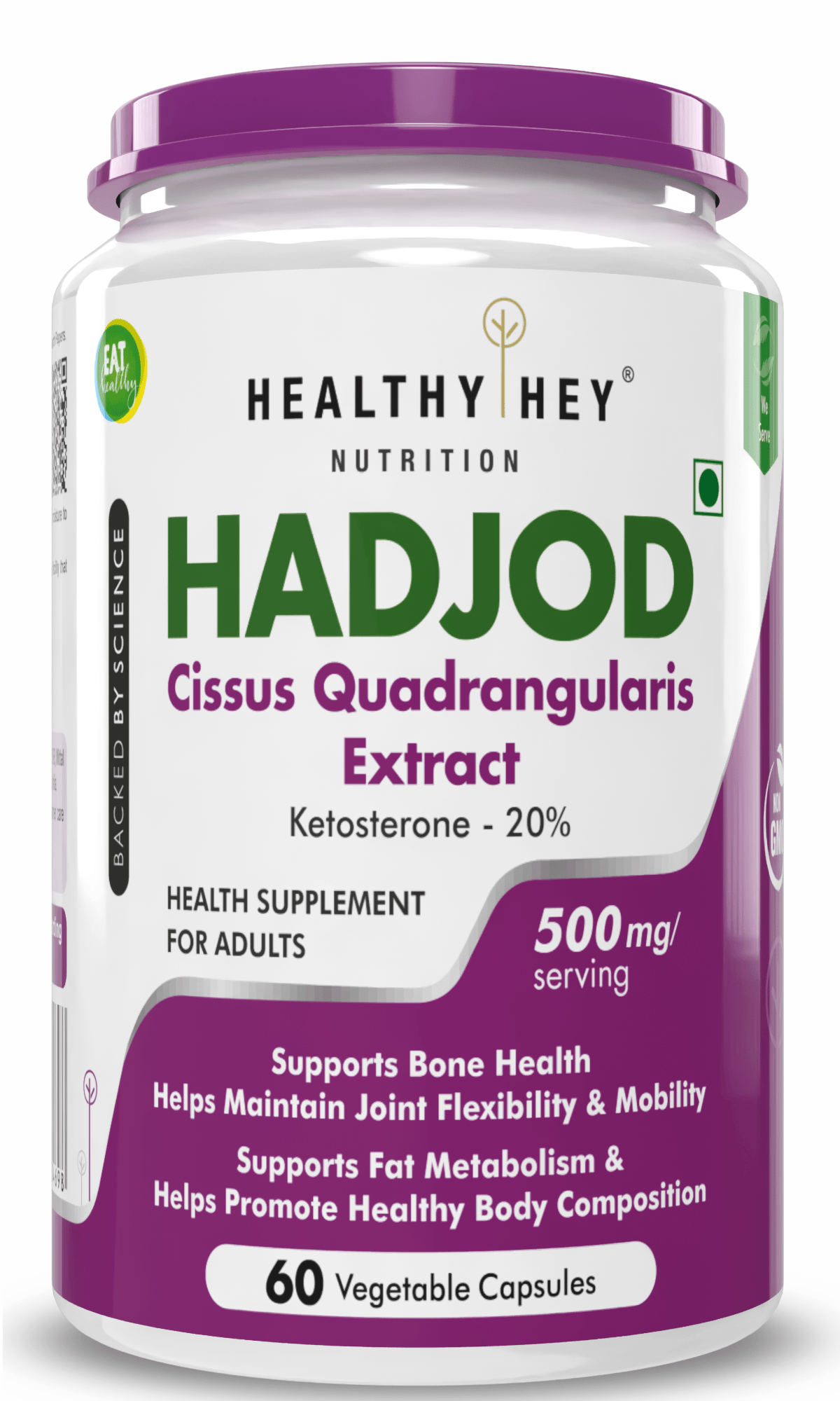 HealthyHey Nutrition Capsule HADJOD Cissus Quadrangularis Extract  60 Vegetable Capsules