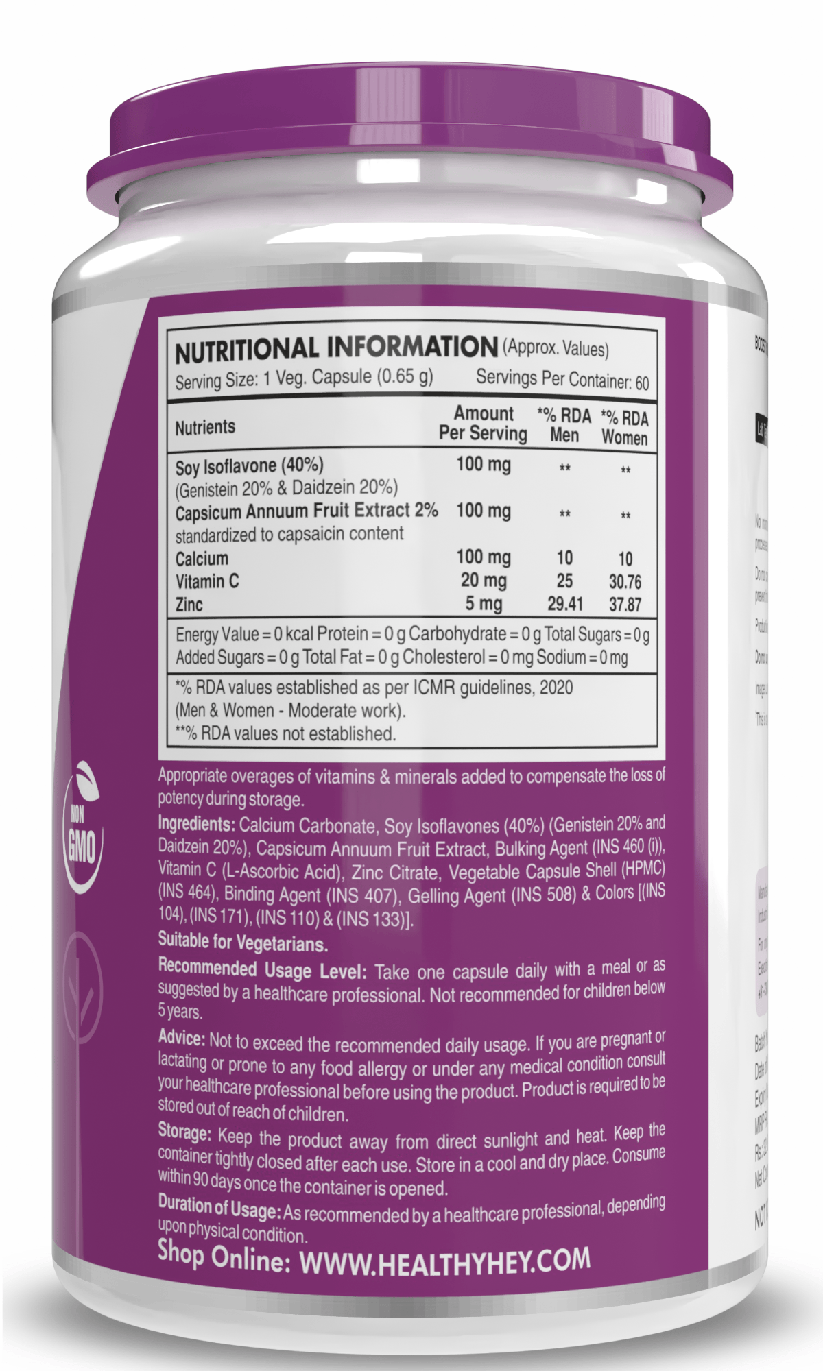 HealthyHey Nutrition Capsule HairVgrow, Natural Hair Growth and Stop Hair fall Formula- 60 Veg Capsules