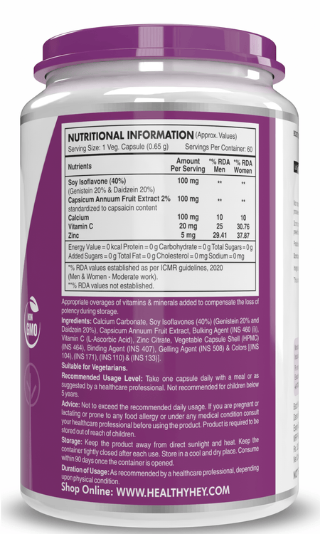 HealthyHey Nutrition Capsule HairVgrow, Natural Hair Growth and Stop Hair fall Formula- 60 Veg Capsules