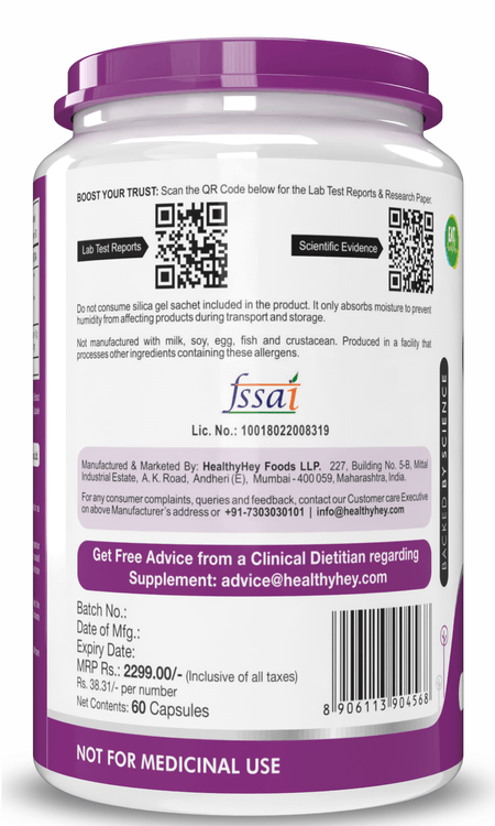 HealthyHey Nutrition Capsule High Absorption CoQ10 with BioPerine,Support Heart Health - 60 veg Capsules