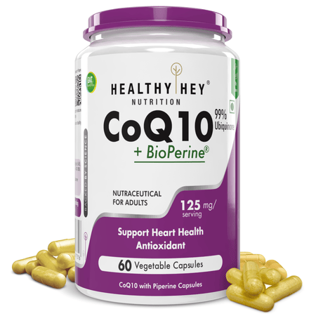 HealthyHey Nutrition Capsule High Absorption CoQ10 with BioPerine,Support Heart Health - 60 veg Capsules