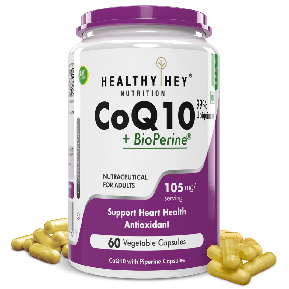 HealthyHey Nutrition Capsule High Absorption CoQ10 with BioPerine,Support Heart Health - 60 veg Capsules