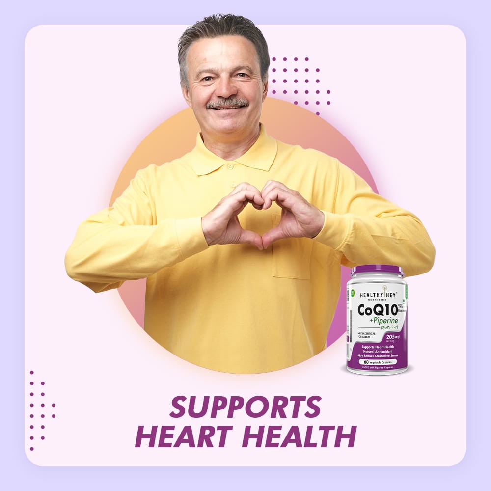 HealthyHey Nutrition Capsule High Absorption CoQ10 with BioPerine,Support Heart Health - 60 veg Capsules