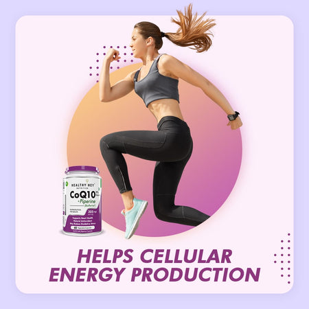 HealthyHey Nutrition Capsule High Absorption CoQ10 with BioPerine,Support Heart Health - 60 veg Capsules