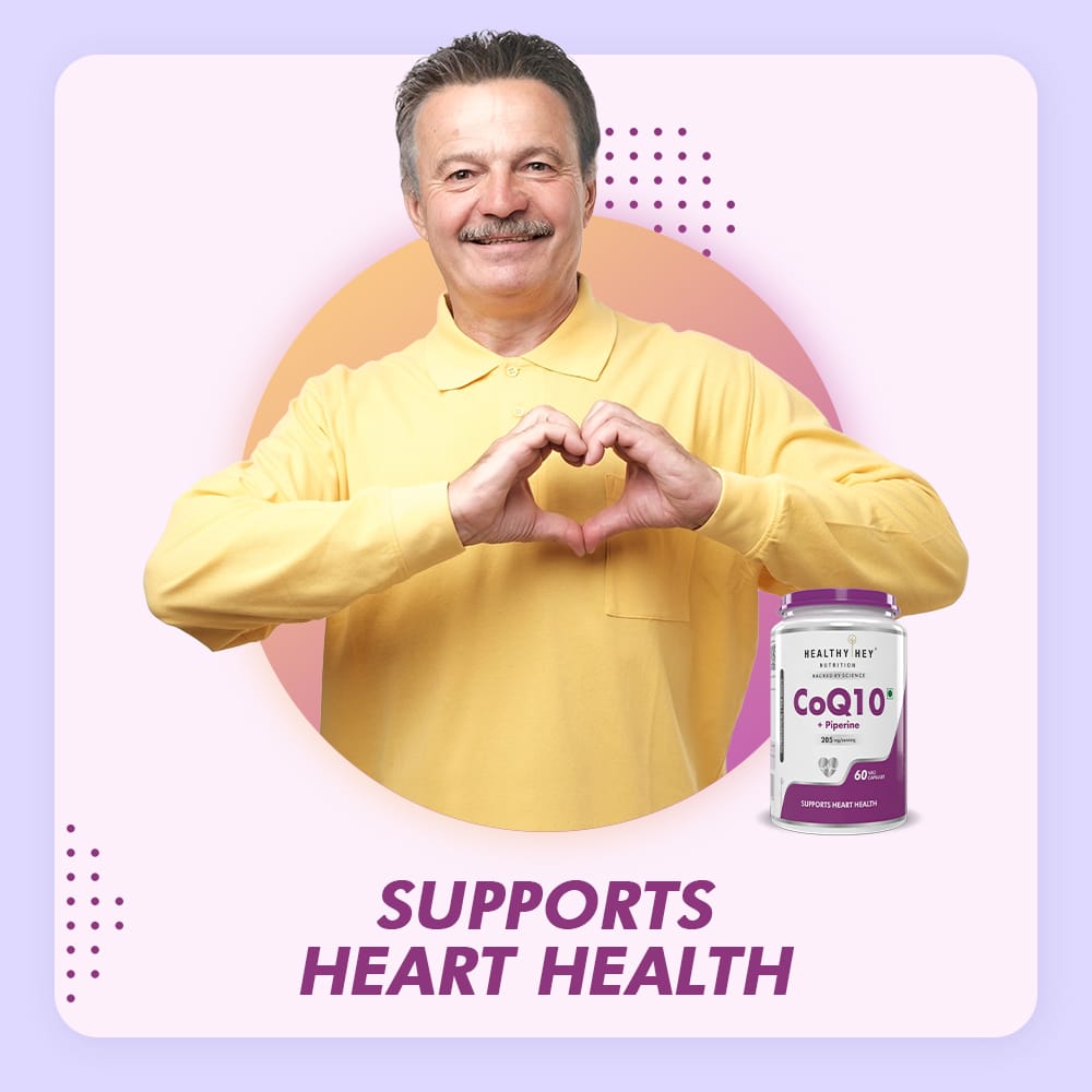 HealthyHey Nutrition Capsule High Absorption CoQ10 with BioPerine,Support Heart Health - 60 veg Capsules