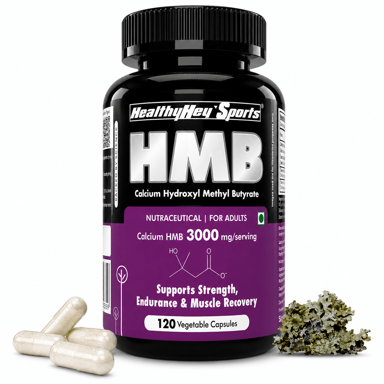 HMB, Support Strength, Endurance & Muscle recovery Calcium Hydroxyl Methyl Butyrate 120 Veg Capsules