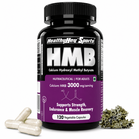 HealthyHey Nutrition Capsule HMB, Support Strength, Endurance & Muscle recovery Calcium Hydroxyl Methyl Butyrate 120 Veg Capsules
