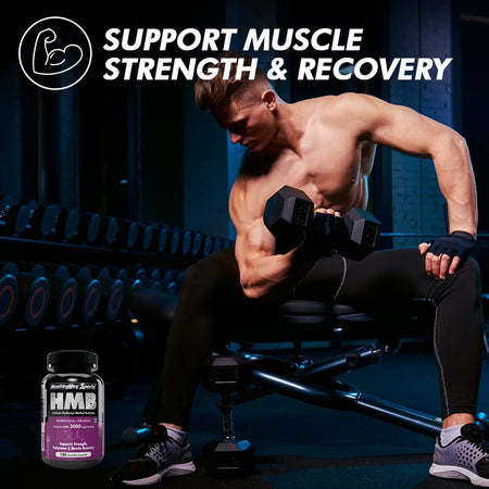 HealthyHey Nutrition Capsule HMB, Support Strength, Endurance & Muscle recovery Calcium Hydroxyl Methyl Butyrate 120 Veg Capsules