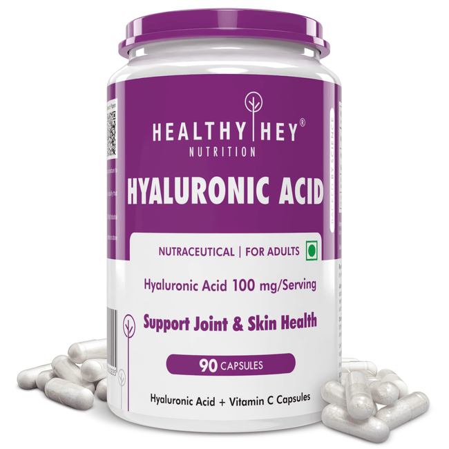 HealthyHey Nutrition Capsule Hyaluronic Acid, Support joint & Skin Health 2X Plus Veg Capsules - 90 veg capsules
