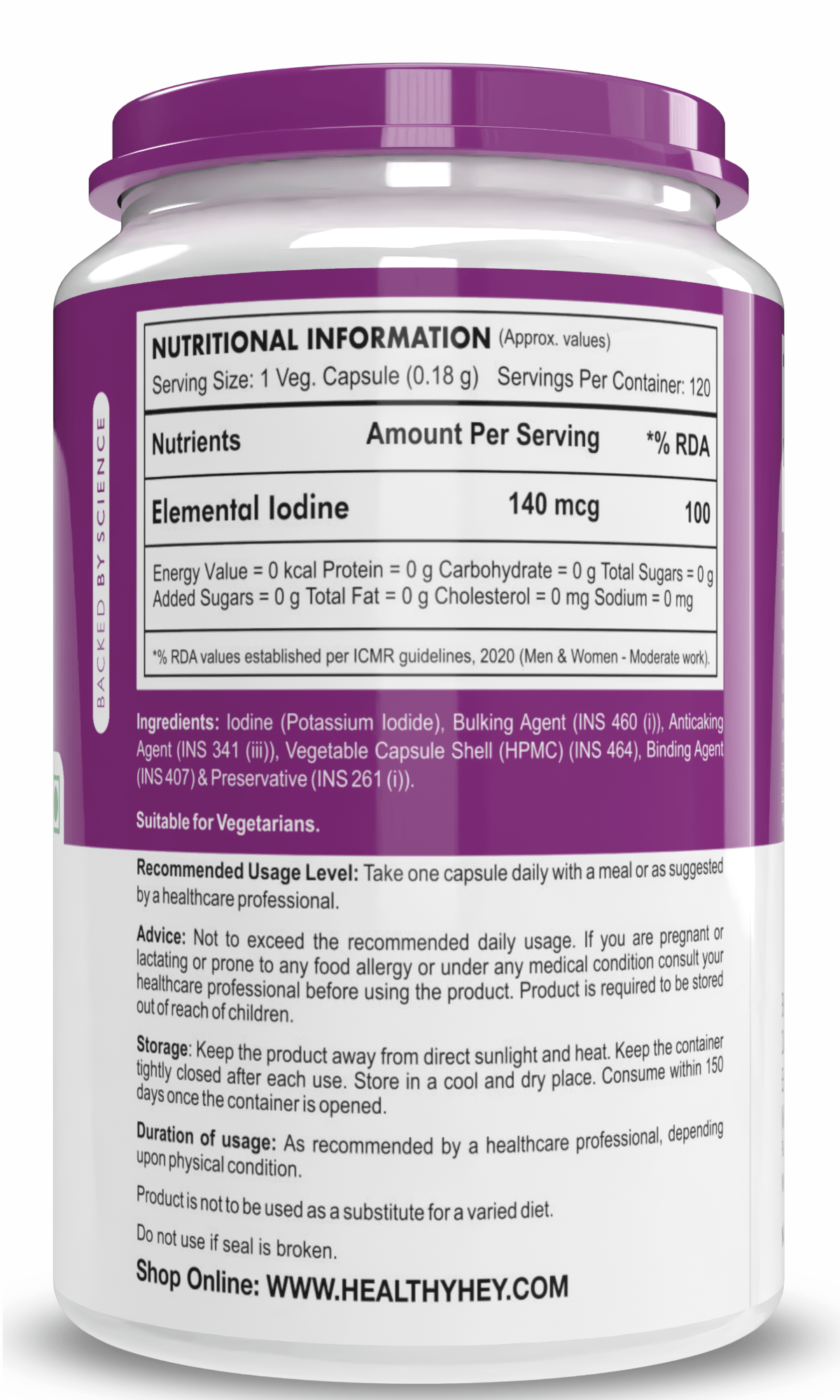 HealthyHey Nutrition Capsule Iodine | Supplement to Support The Thyroid and Maintain Healthy Cellular Metabolism* | 120 Veg Capsules