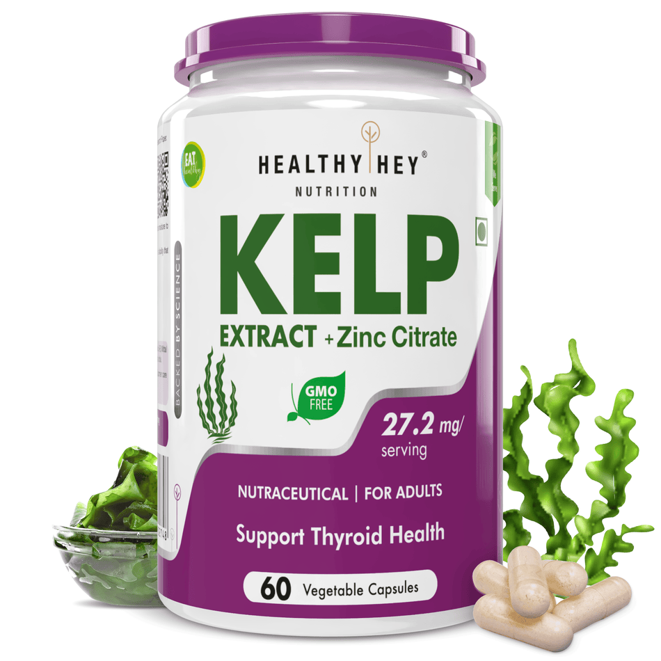 HealthyHey Nutrition Capsule Kelp Extract with Zinc Citrate, Support Thyroid Health 60 Veg Capsules