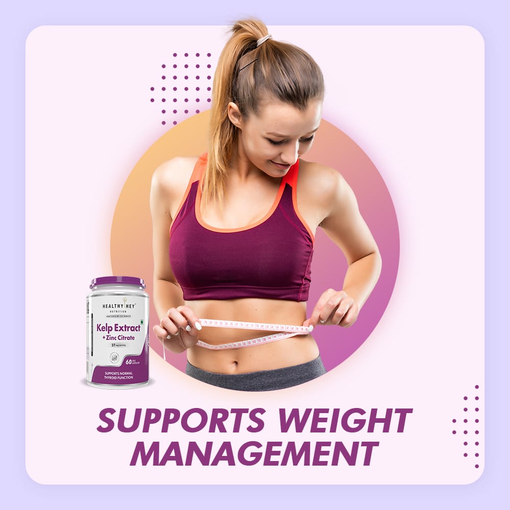 HealthyHey Nutrition Capsule Kelp Extract with Zinc Citrate, Support Thyroid Health 60 Veg Capsules