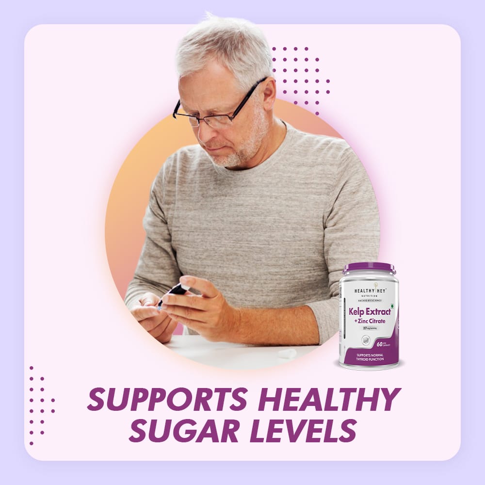 HealthyHey Nutrition Capsule Kelp Extract with Zinc Citrate, Support Thyroid Health 60 Veg Capsules