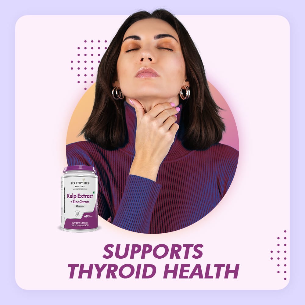 HealthyHey Nutrition Capsule Kelp Extract with Zinc Citrate, Support Thyroid Health 60 Veg Capsules