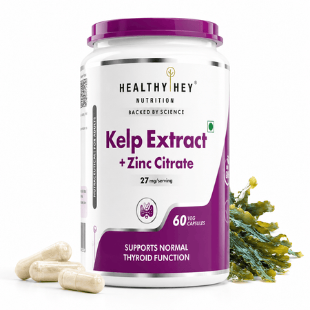 HealthyHey Nutrition Capsule Kelp Extract with Zinc Citrate, Support Thyroid Health 60 Veg Capsules