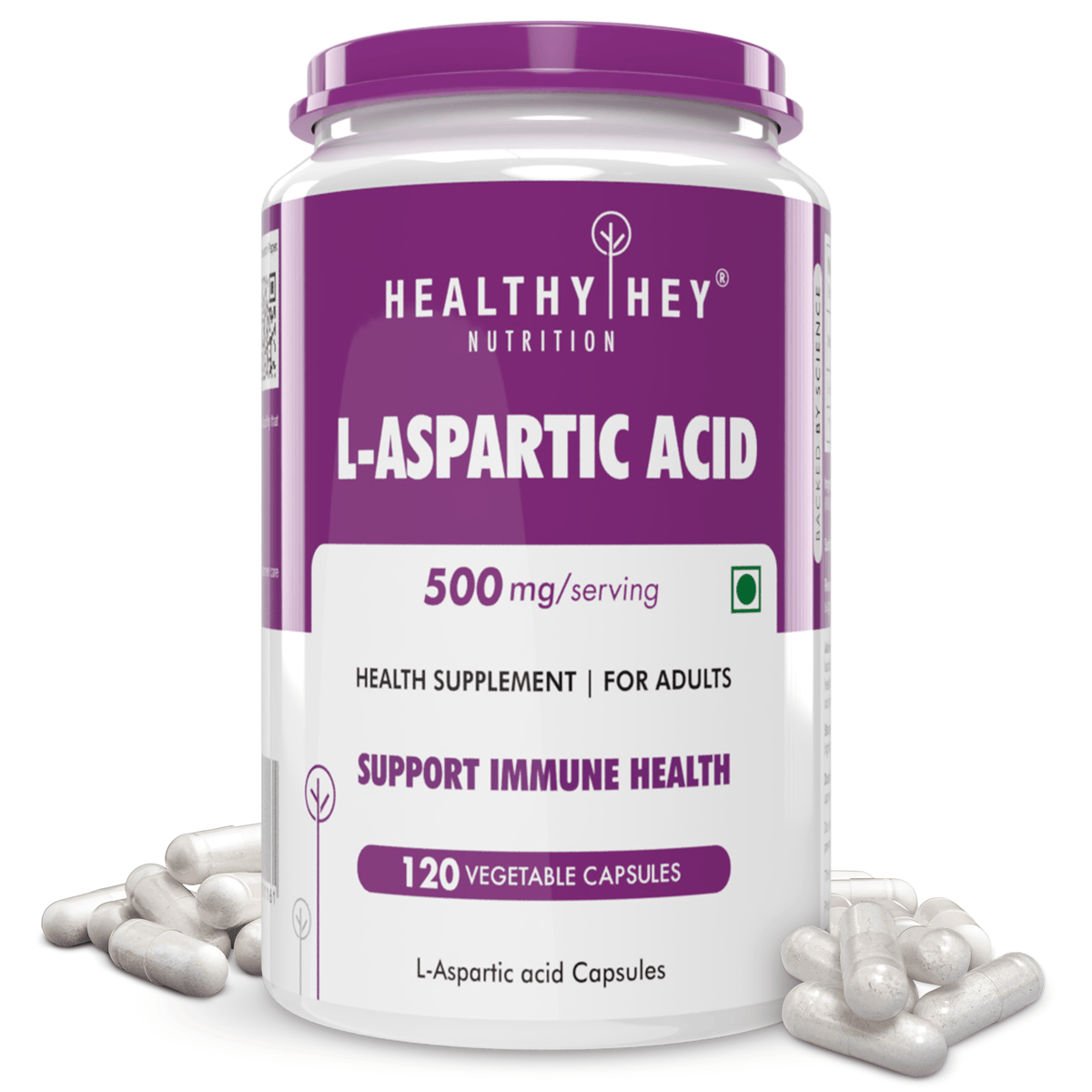 HealthyHey Nutrition Capsule L-Aspartic Acid, Support Immune Health -120 veg capsules