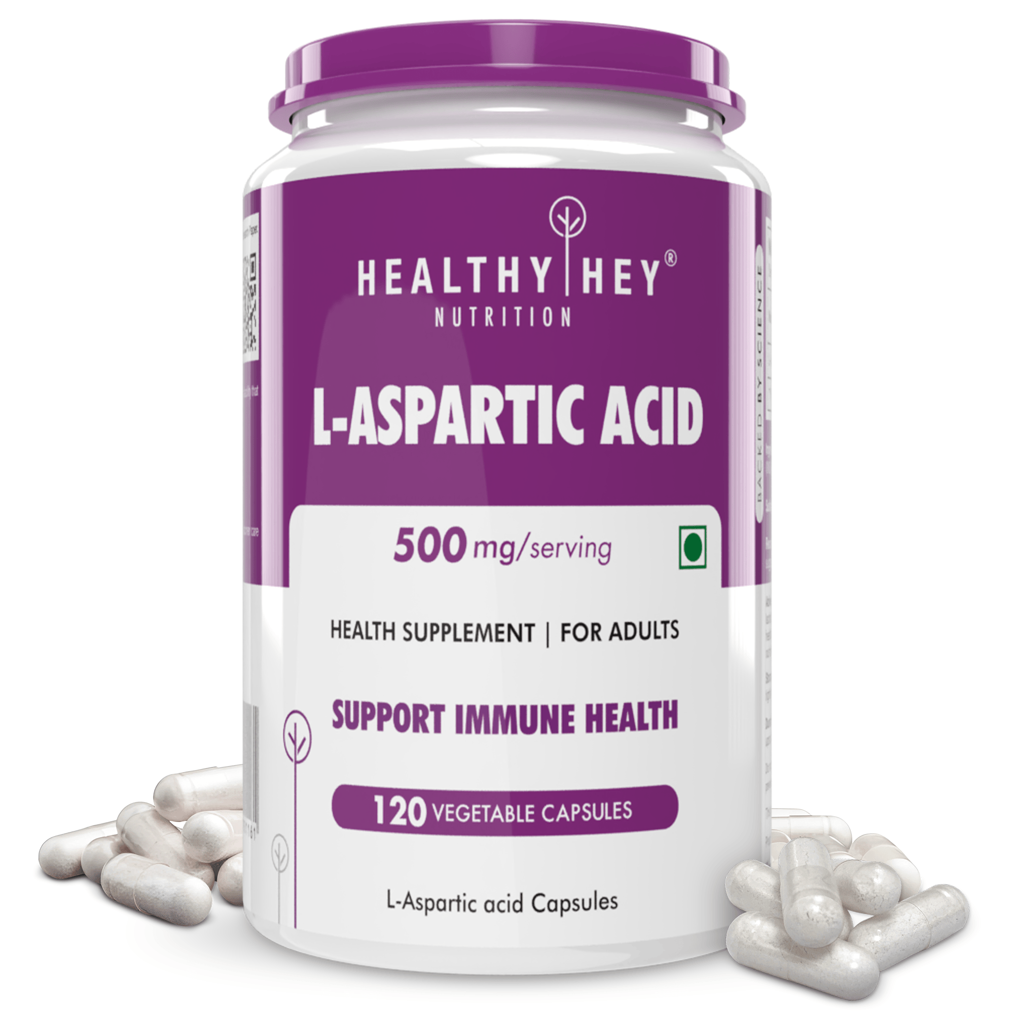 HealthyHey Nutrition Capsule L-Aspartic Acid, Support Immune Health -120 veg capsules