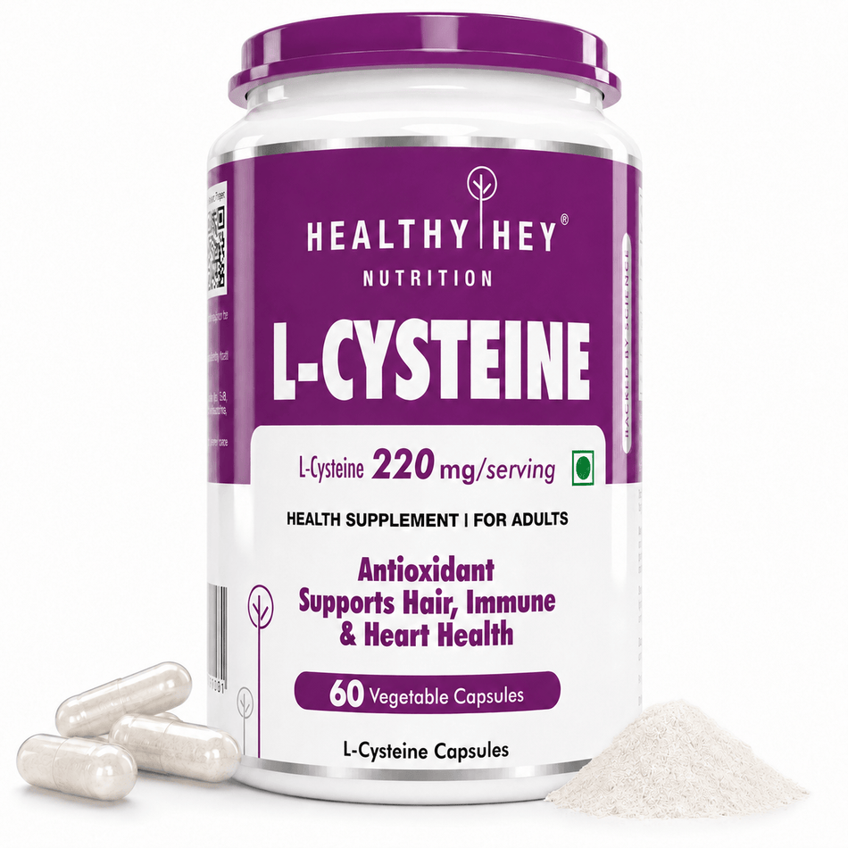 HealthyHey Nutrition Capsule L-Cysteine, Antioxidant support hair, Immune & Heart Health -60 Veg Capsules