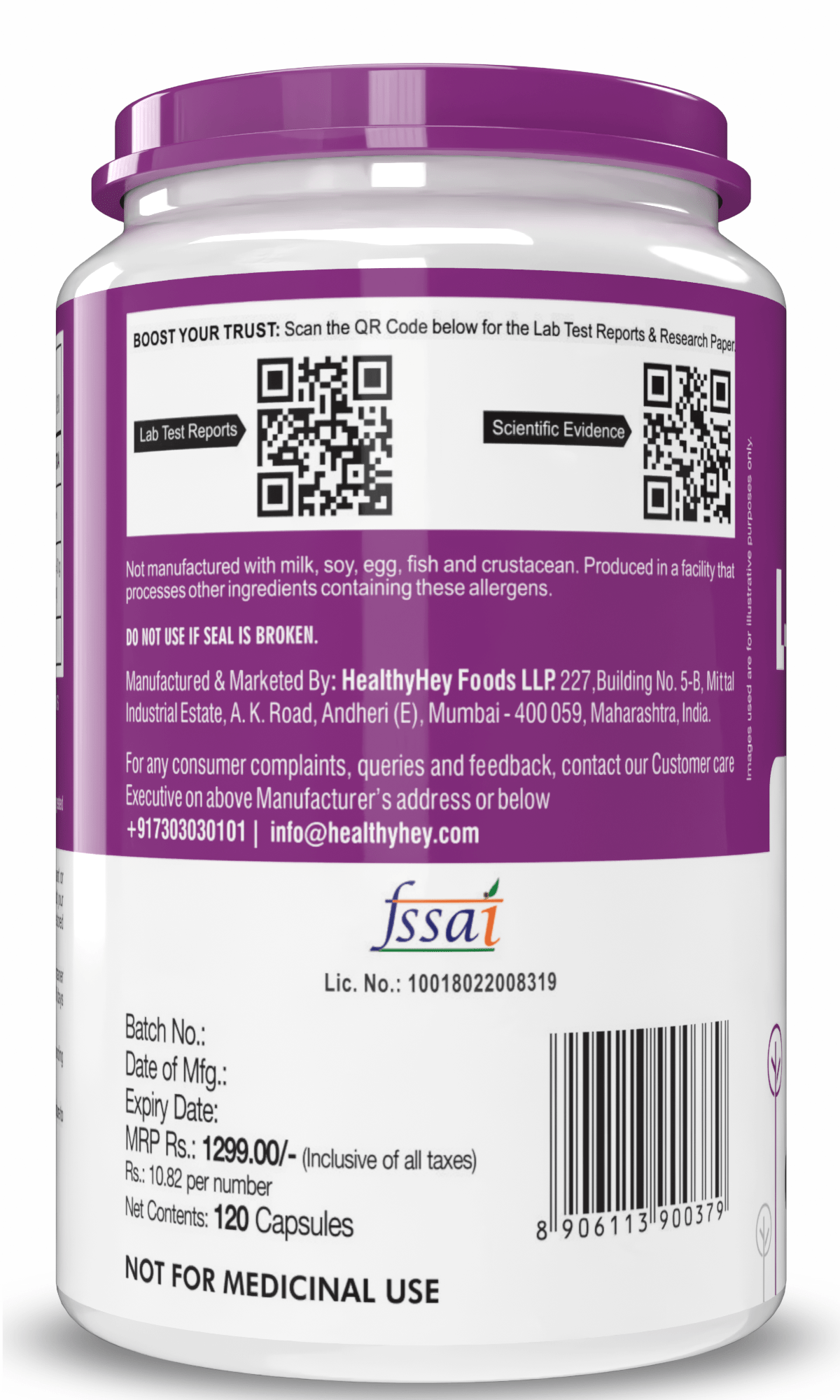 HealthyHey Nutrition Capsule L- Glutamine, Support Muscle growth & recovery-120 veg Capsules