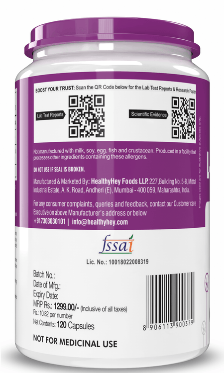 HealthyHey Nutrition Capsule L- Glutamine, Support Muscle growth & recovery-120 veg Capsules