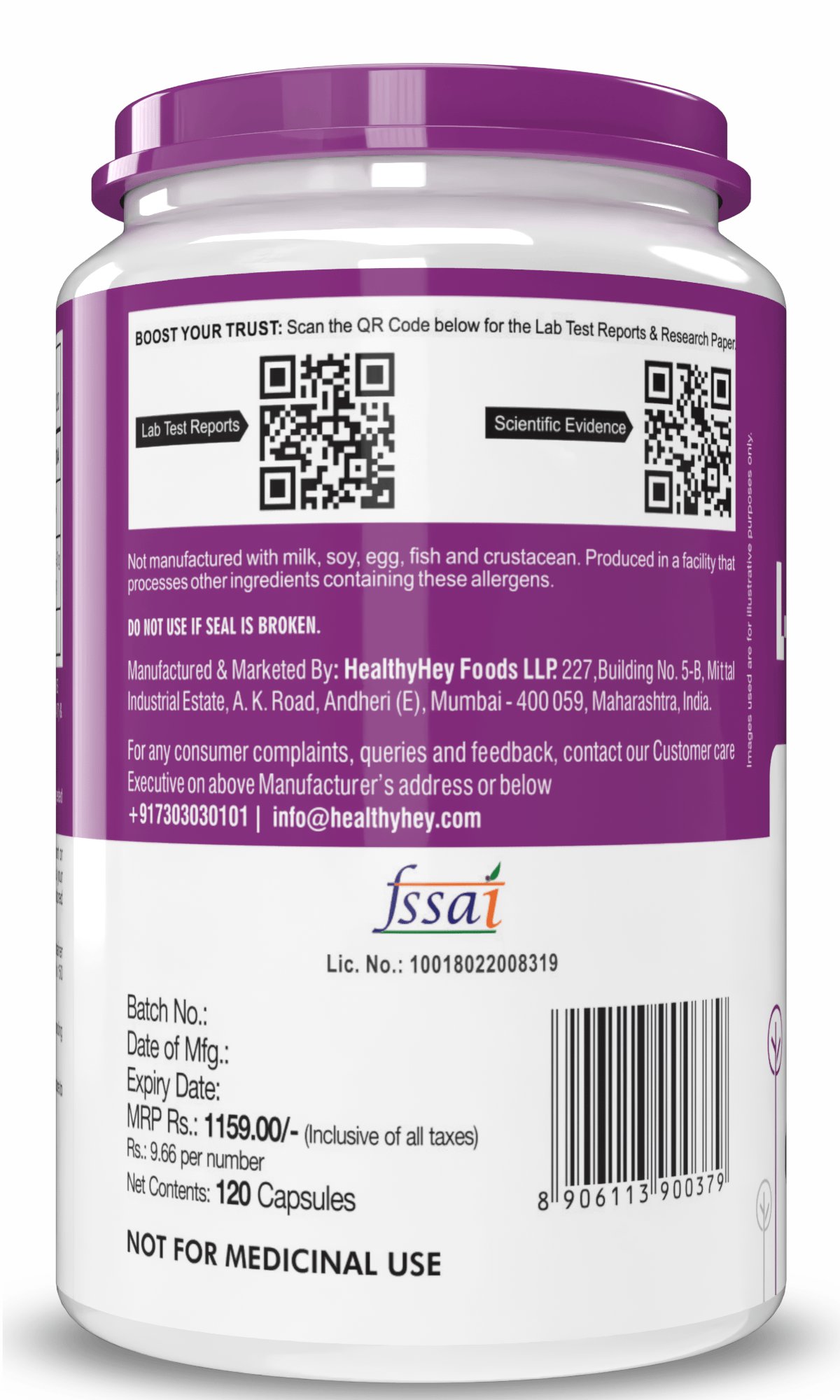 HealthyHey Nutrition Capsule L- Glutamine, Support Muscle growth & recovery-120 veg Capsules