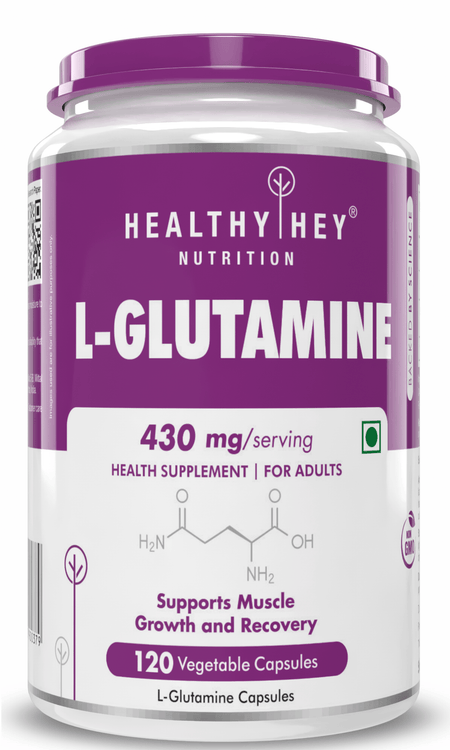 HealthyHey Nutrition Capsule L- Glutamine, Support Muscle growth & recovery-120 veg Capsules