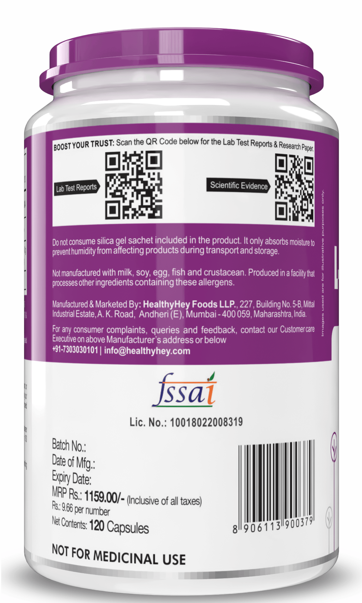 HealthyHey Nutrition Capsule L- Glutamine, Support Muscle growth & recovery-120 veg Capsules