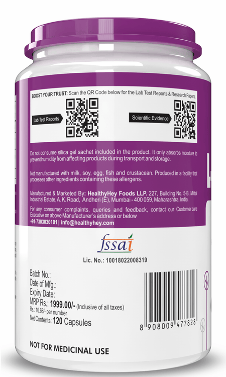 HealthyHey Nutrition Capsule L- Glycine, Support Brain & Sleep Health  120 Veg Capsules