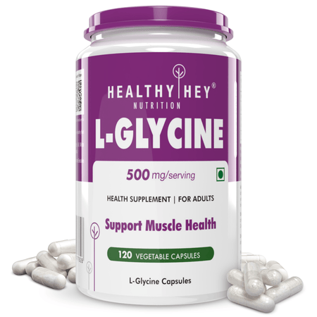 HealthyHey Nutrition Capsule L- Glycine, Support Brain & Sleep Health  120 Veg Capsules