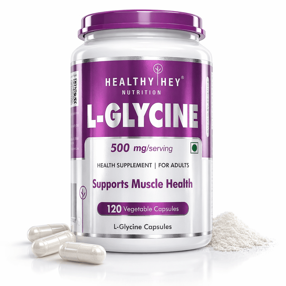 HealthyHey Nutrition Capsule L- Glycine, Support Brain & Sleep Health  120 Veg Capsules