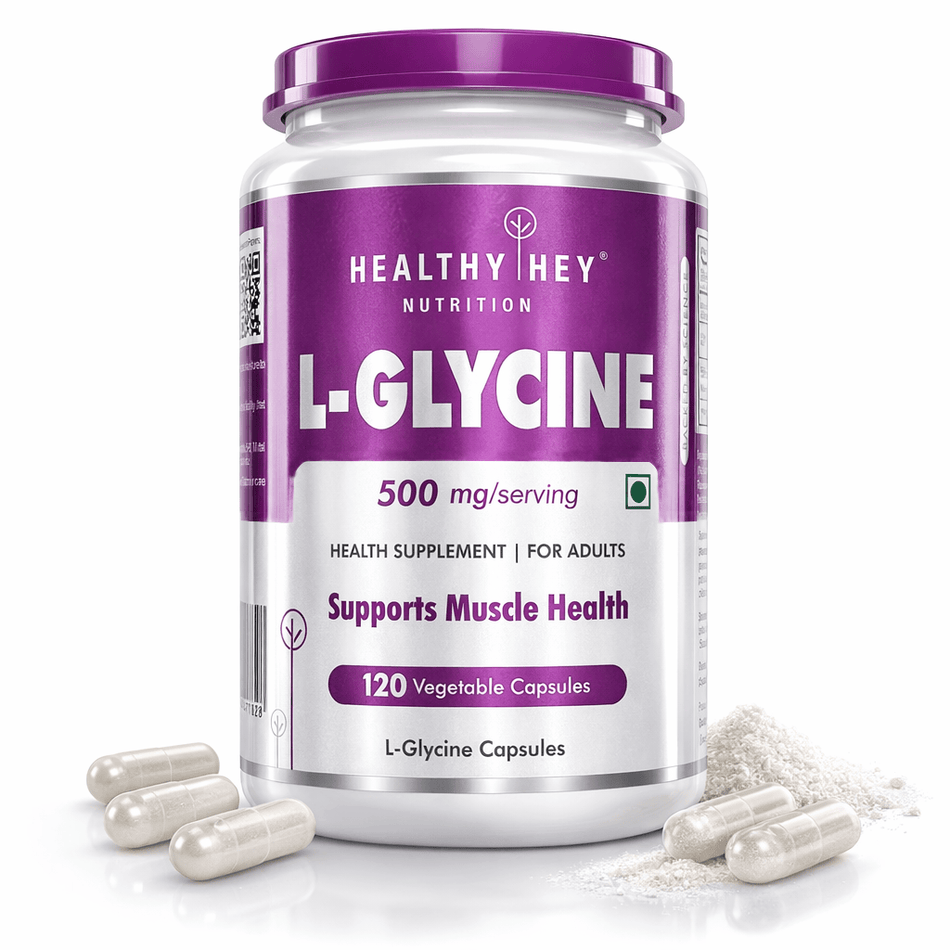 HealthyHey Nutrition Capsule L- Glycine, Support Brain & Sleep Health  120 Veg Capsules