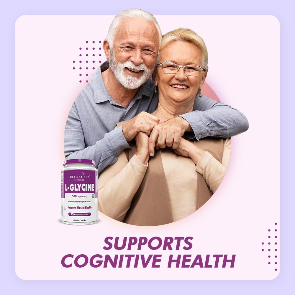 HealthyHey Nutrition Capsule L- Glycine, Support Brain & Sleep Health  120 Veg Capsules