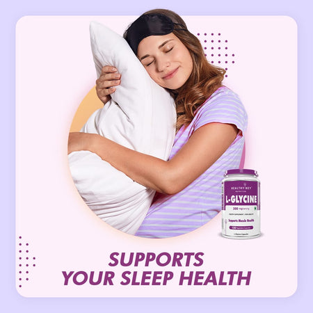 HealthyHey Nutrition Capsule L- Glycine, Support Brain & Sleep Health  120 Veg Capsules