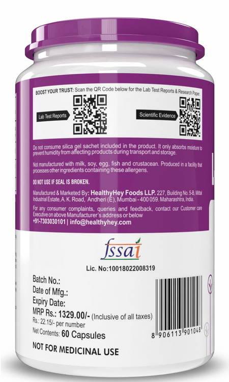 HealthyHey Nutrition Capsule L-Histidine, Support Cognitive Health 60 Veg Capsules