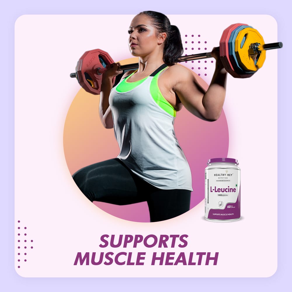 HealthyHey Nutrition Capsule L-Leucine 1000mg | Muscle Building & Strengthening | 60 Veg Capsules