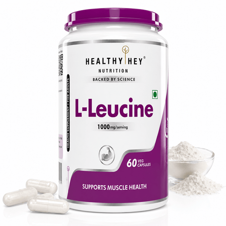 HealthyHey Nutrition Capsule L-Leucine 1000mg | Muscle Building & Strengthening | 60 Veg Capsules
