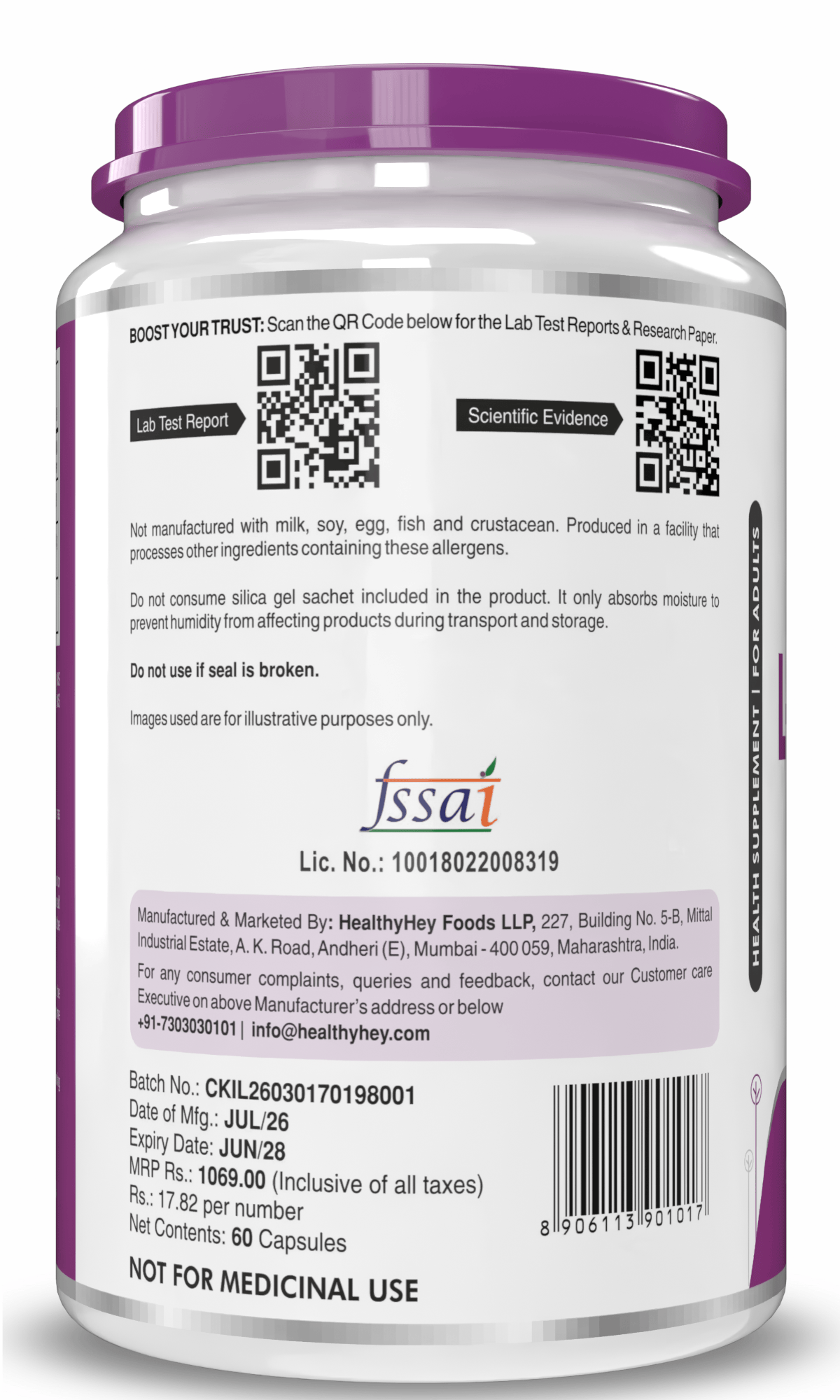 HealthyHey Nutrition Capsule L-Leucine 1000mg | Muscle Building & Strengthening | 60 Veg Capsules