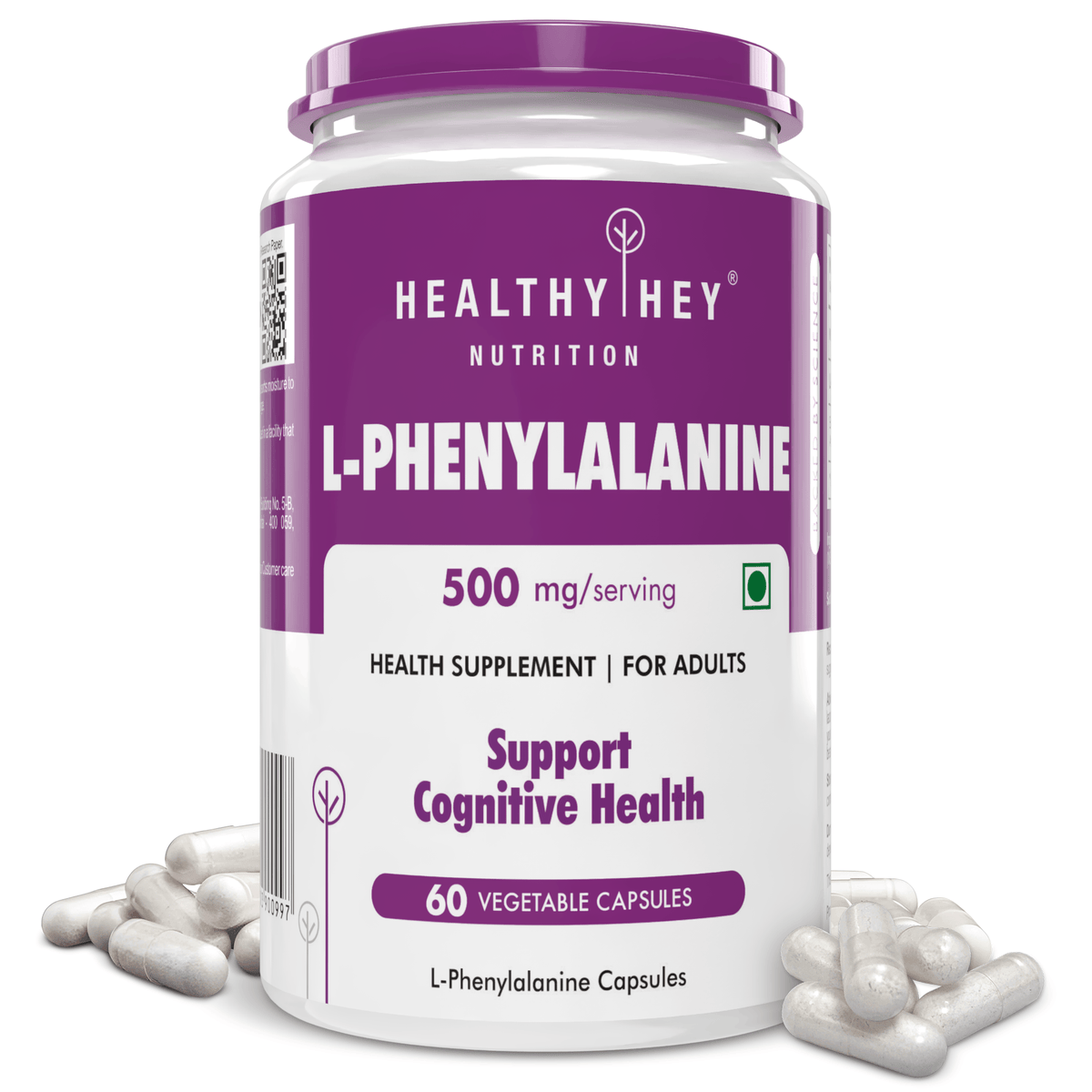 HealthyHey Nutrition Capsule L-Phenylalanine,Support Cognitive Health 60 Veg Capsules - Gluten Free - Non GMO