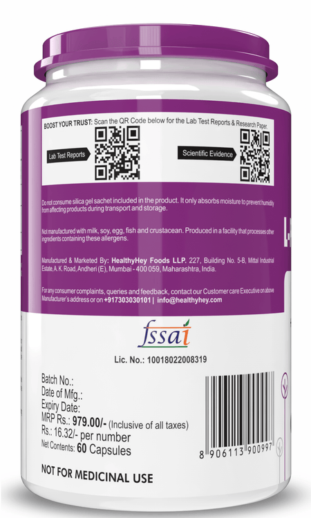 HealthyHey Nutrition Capsule L-Phenylalanine,Support Cognitive Health 60 Veg Capsules - Gluten Free - Non GMO