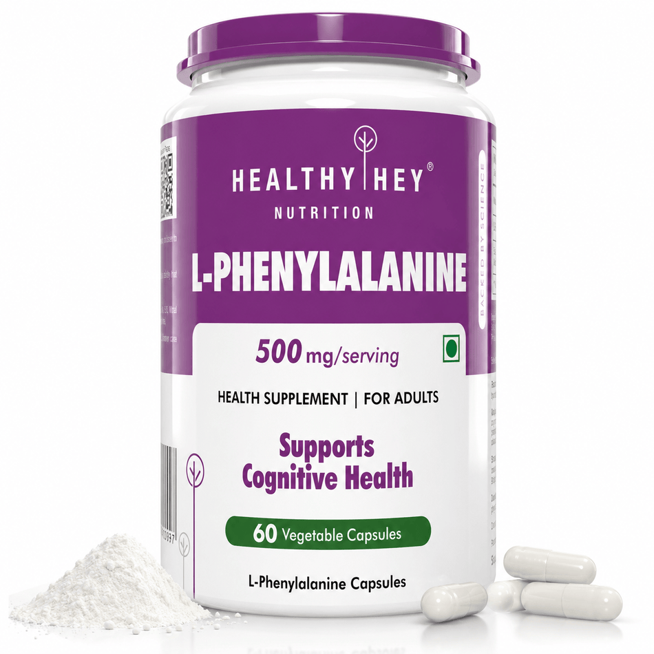 HealthyHey Nutrition Capsule L-Phenylalanine,Support Cognitive Health 60 Veg Capsules - Gluten Free - Non GMO
