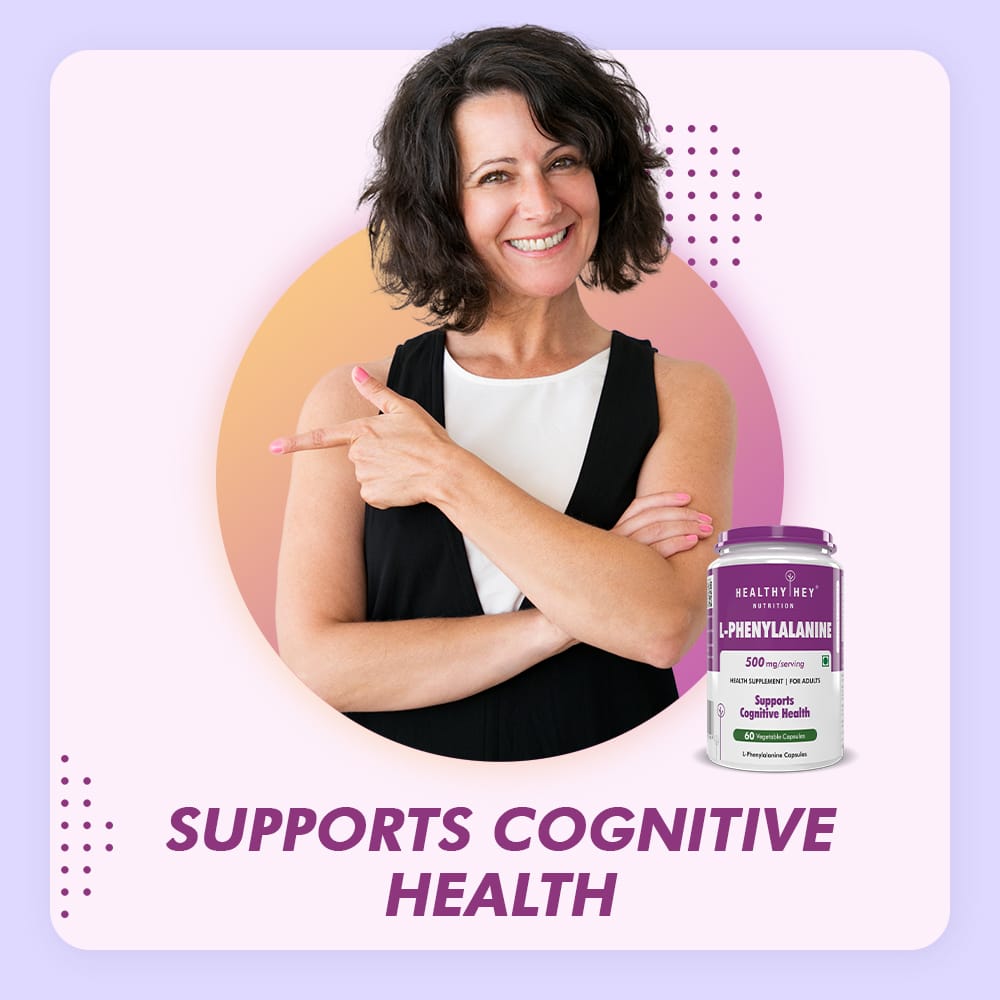 HealthyHey Nutrition Capsule L-Phenylalanine,Support Cognitive Health 60 Veg Capsules - Gluten Free - Non GMO
