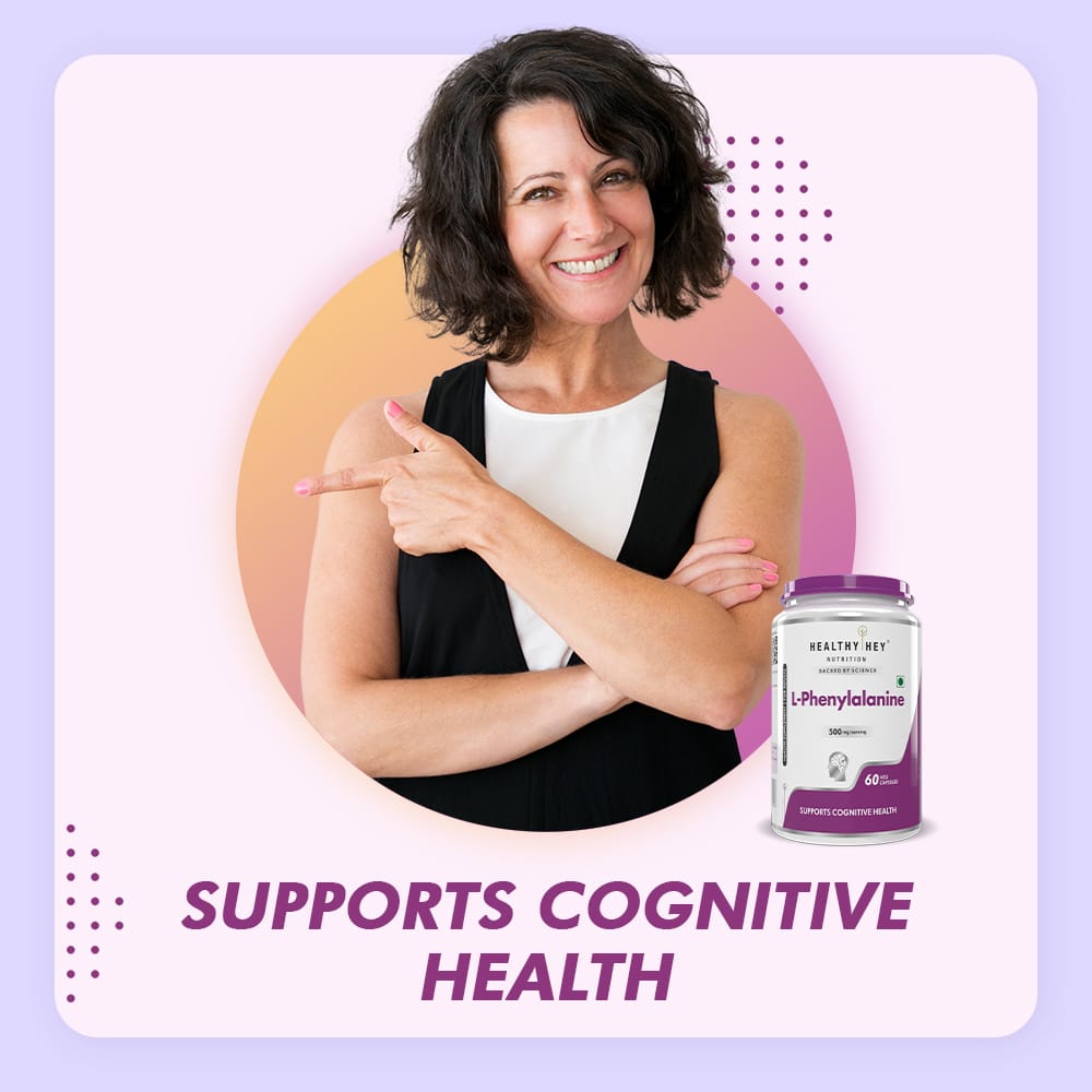 HealthyHey Nutrition Capsule L-Phenylalanine,Support Cognitive Health 60 Veg Capsules - Gluten Free - Non GMO