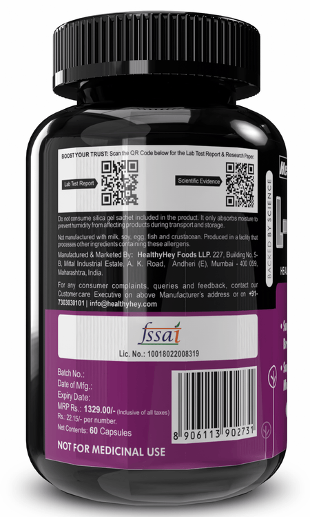 HealthyHey Nutrition Capsule L-Serine 500mg Capsules for Optimal Brain Health - 60 Vegetarian Capsules
