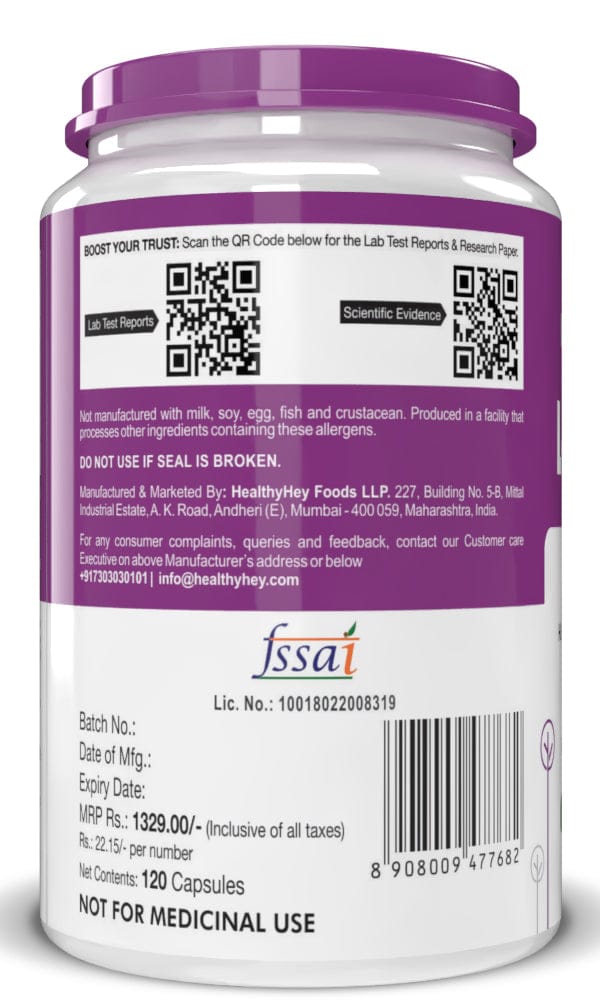 HealthyHey Nutrition Capsule L-Taurine, Support Muscle recovery Amino, Acid Supplement -120 Veg Capsules